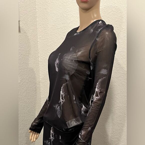 Nwt Rebecca Minkoff LS floral sheer blouse with matching skirt - Picture 3 of 5